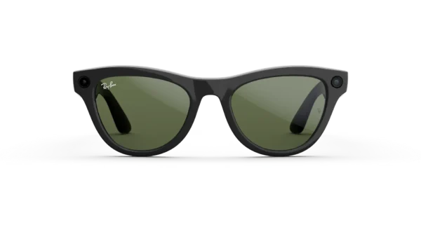 Ray-Ban Meta Skyler (Gen 2) shiny black AI glasses with green lenses - Kép 2