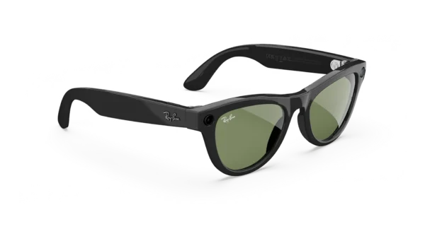 Ray-Ban Meta Skyler (Gen 2) shiny black AI glasses with green lenses - Kép 3